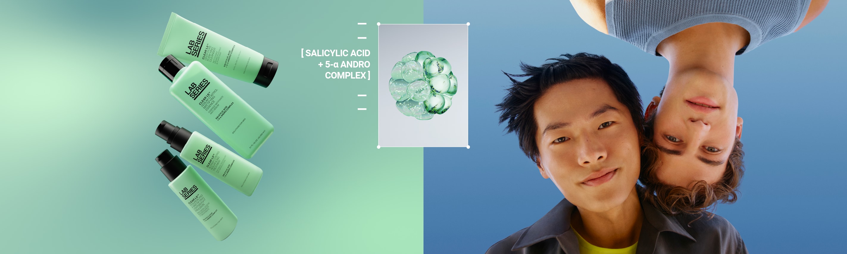 Image of a man using Lab Series Oil Control skincare range